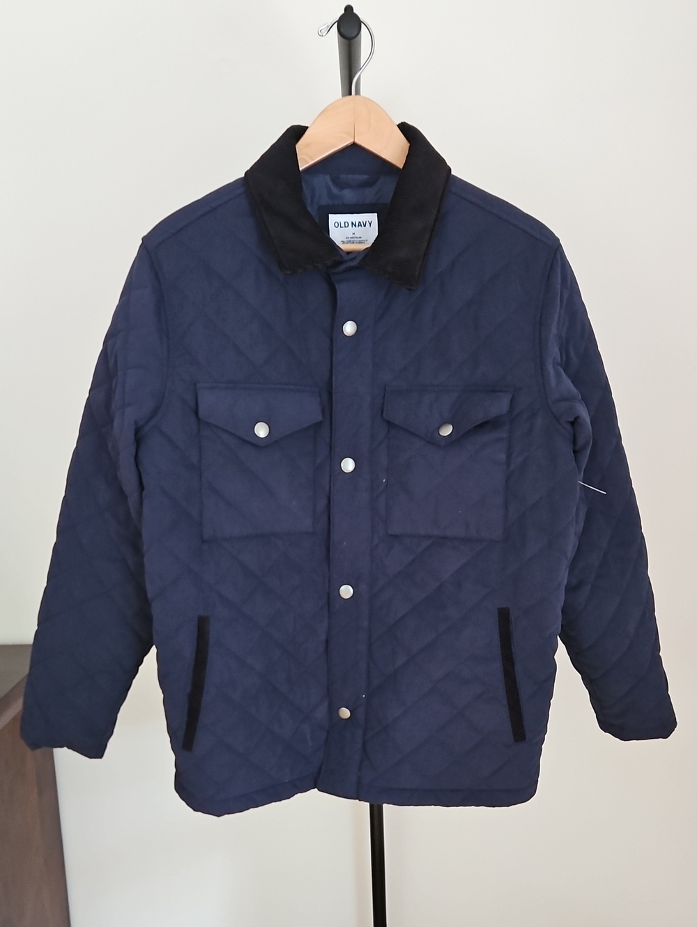 Old Navy Navy Quilted Jacket with Black Collar